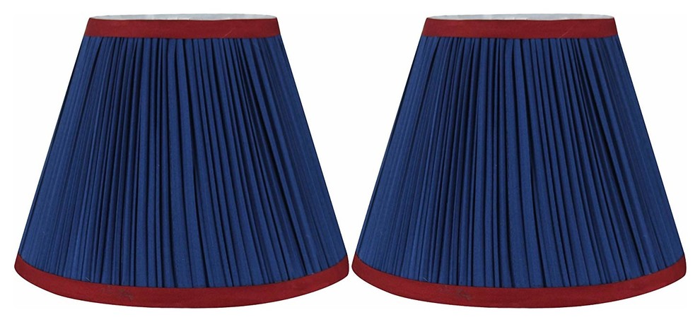 Softback Mushroom Pleated Lamp Shade, 5x9x7", Navy Blue, Burgundy, Set of 2