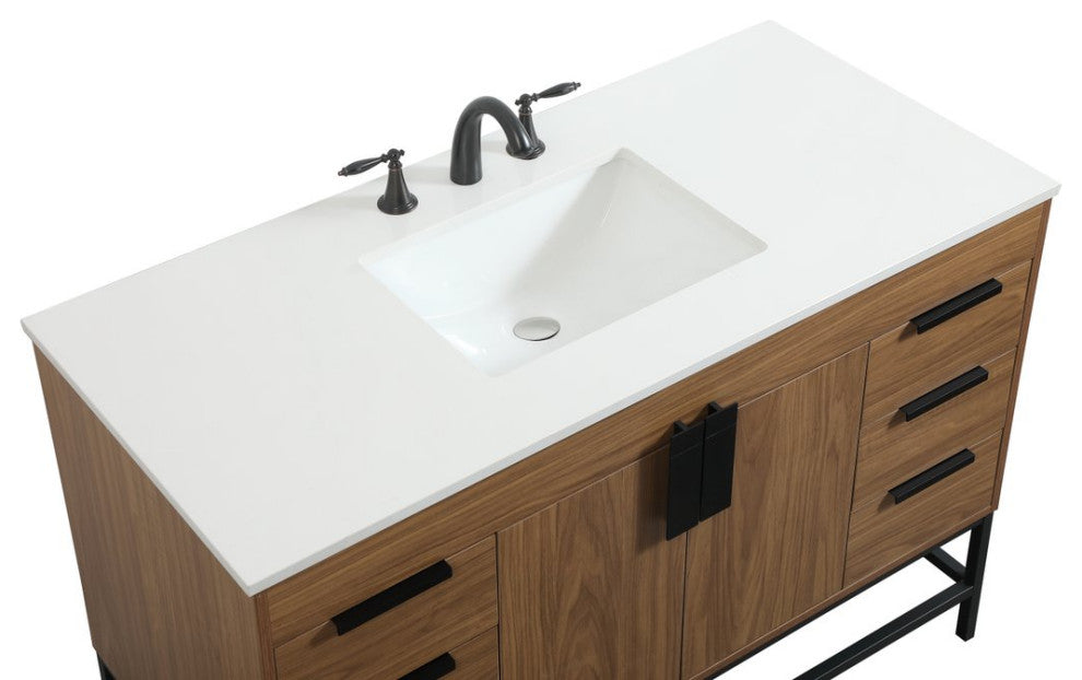 Home Living 22" Modern Walnut Brown-Light Bathroom Vanity