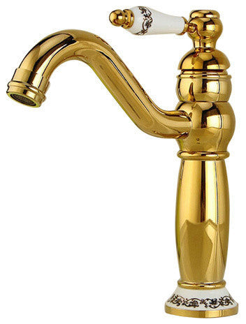 Lenox Gold and Ceramic Single Handle Deck Mounted Bathroom Sink Faucet
