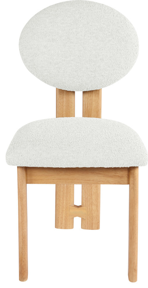 Napa Boucle Fabric Dining Chair, Set of 2, Cream, Natural Finish