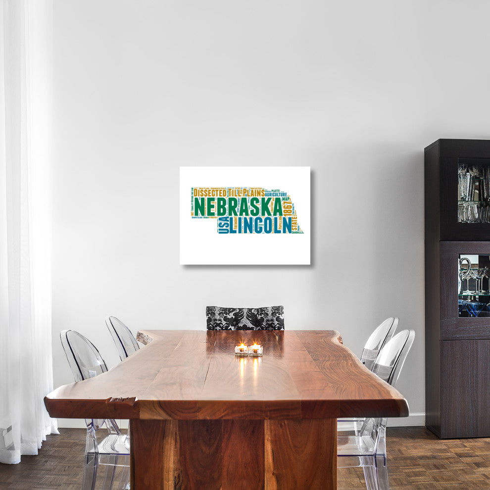 "Nebraska Word Cloud Map" Fine Art Print
