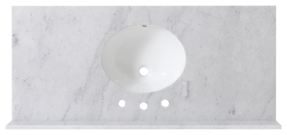 Grace Contemporary 48" Wood Single Sink Bathroom Vanity With Marble Counter Top, White