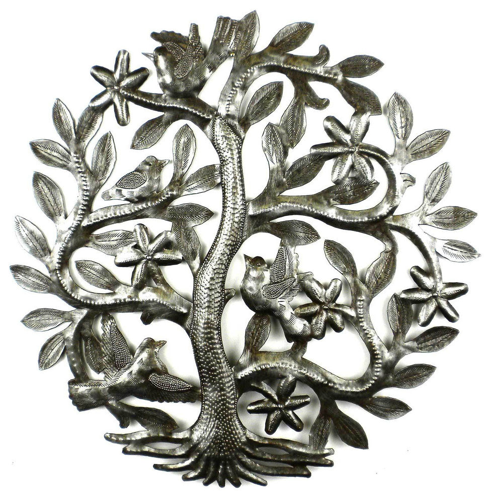 Tree of Life With Birds Recycled Metal Wall Art