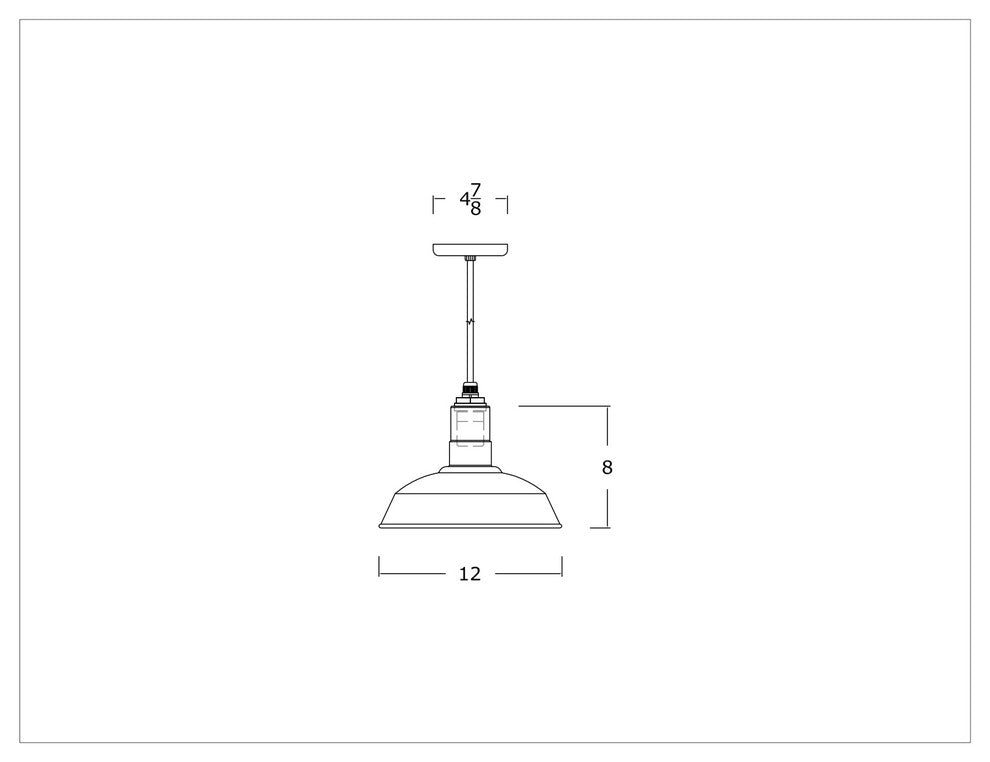 12" Steel Farmhouse Style Pendant Light, El Segundo, White, Black Cord