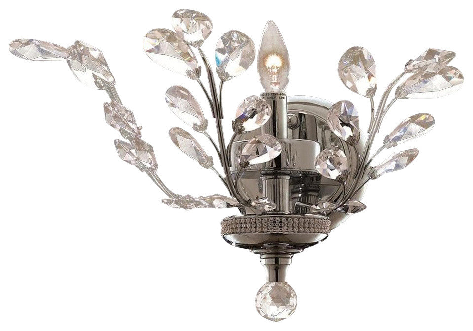Elegant Orchid Wall Sconce, Chrome Finish With Royal Cut Crystal