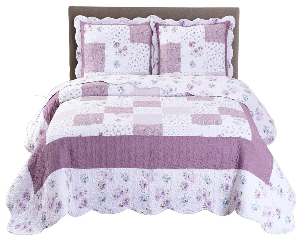 Ventura Floral Print Easy Care Microfiber Quilt Set, King/Cal King