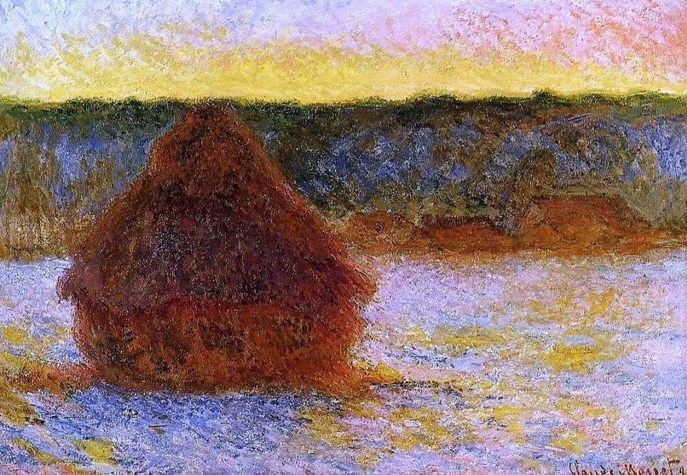 Claude Oscar Monet Grainstack at Sunset, Winter Premium Canvas Print