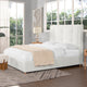 Miramar Cushion-Back Headboard Platform Bed Frame, Antique White Polyester, Queen
