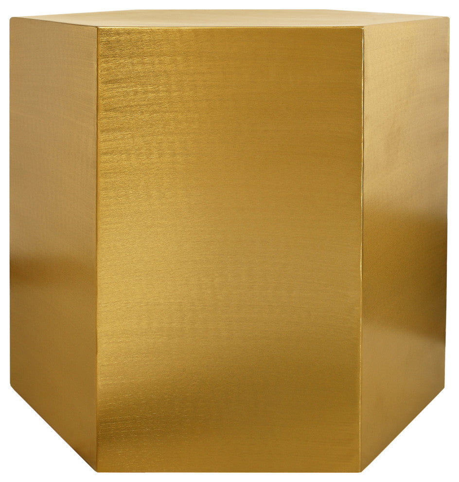 Hexagon Durable Iron End Table, Brushed Gold