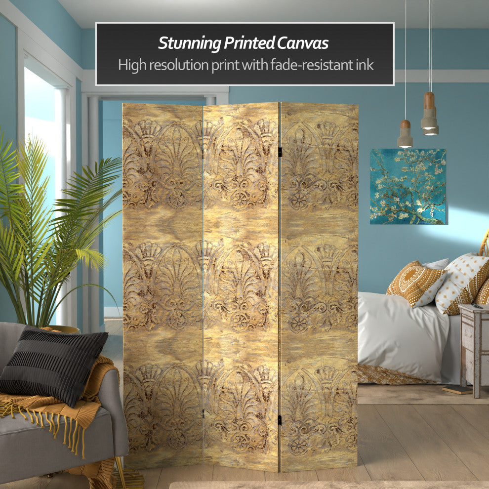 6' Tall Baroque Flourish Canvas Room Divider