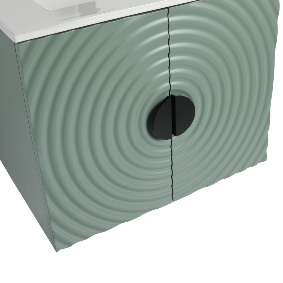 Pellabay Bath Vanity, Fluted Circular Doors Sink Included