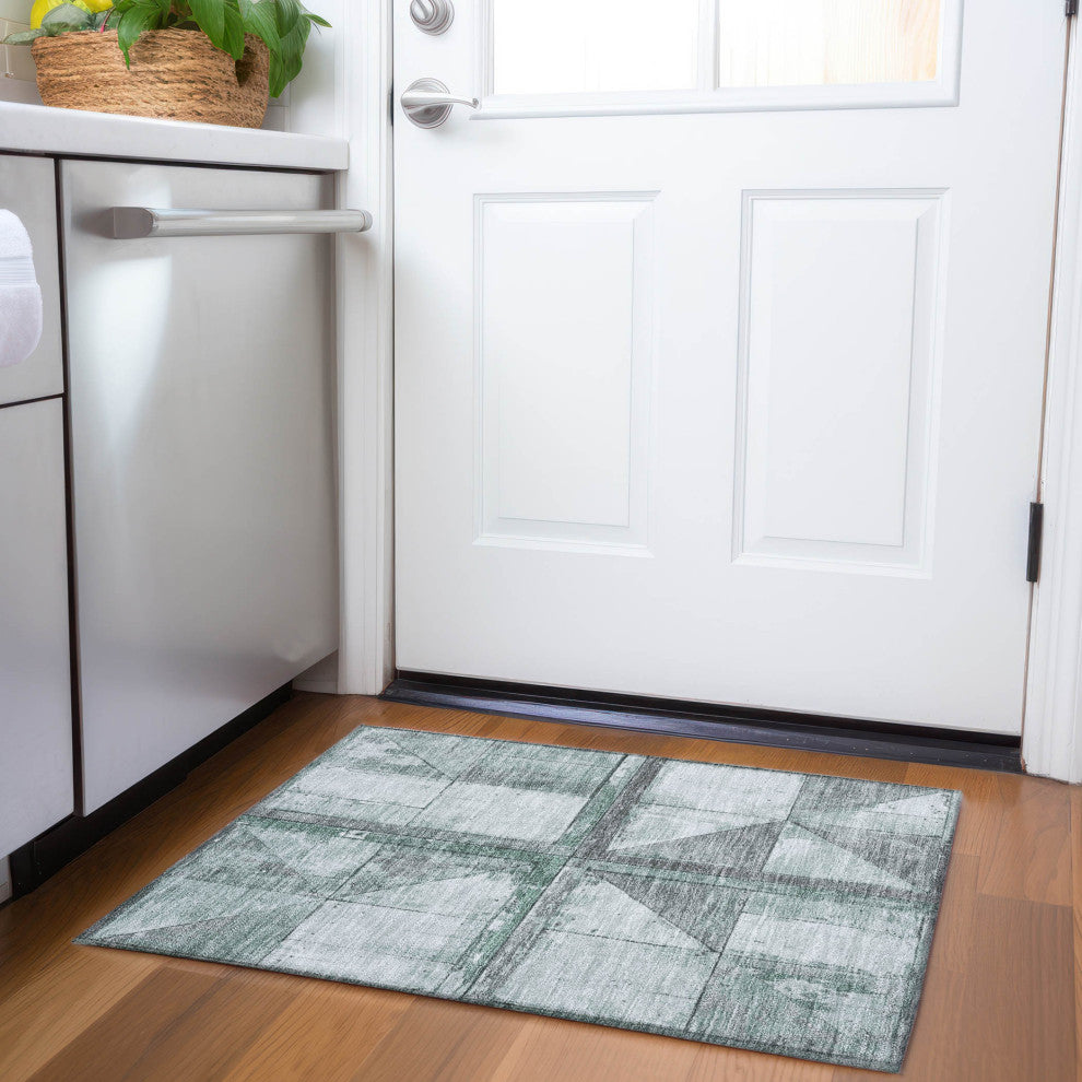 Machine Washable Indoor/Outdoor Chantille ACN1875 Sage 1'8" x 2'6" Rug