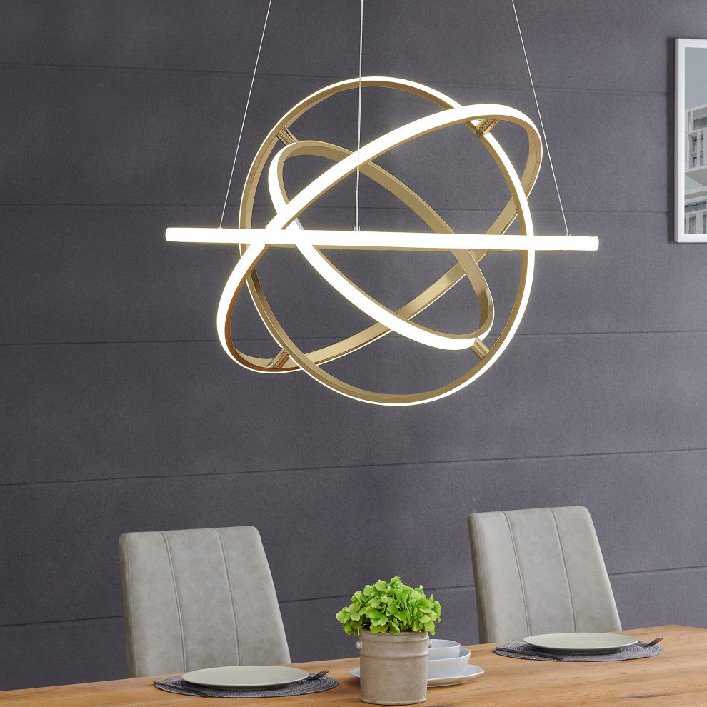 Oxford Dimmable Integrated LED Chandelier, Sandy Gold, Smart Dimmer Included