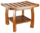 Oceanstar Solid Wood Spa Bench with Storage Shelf, Teak Color Finish