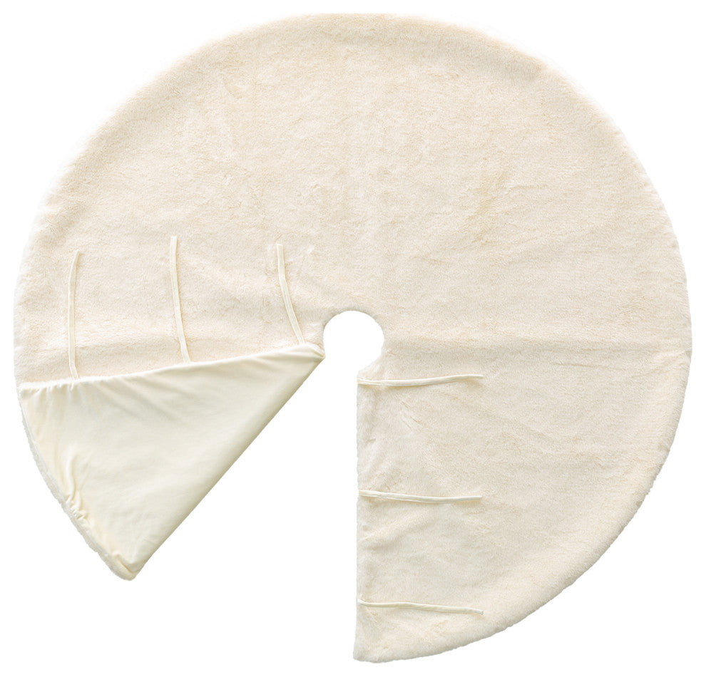 48"D Faux Rabbit Fur Christmas Tree Skirt