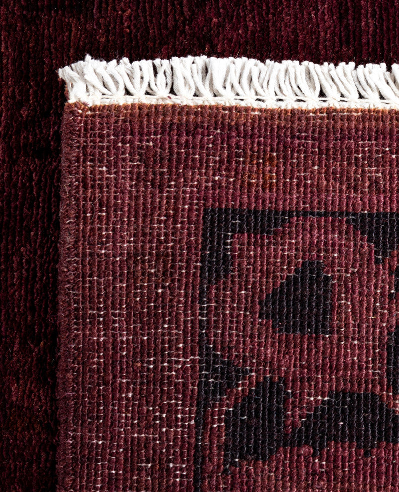 Overdyed One-of-a-Kind Hand-Knotted Area Rug Purple, 3' 1" x 10' 1"