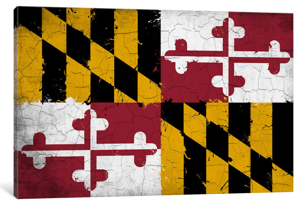 "Maryland Cracked Fresh Paint State Flag" by iCanvas, 26x18x1.5"