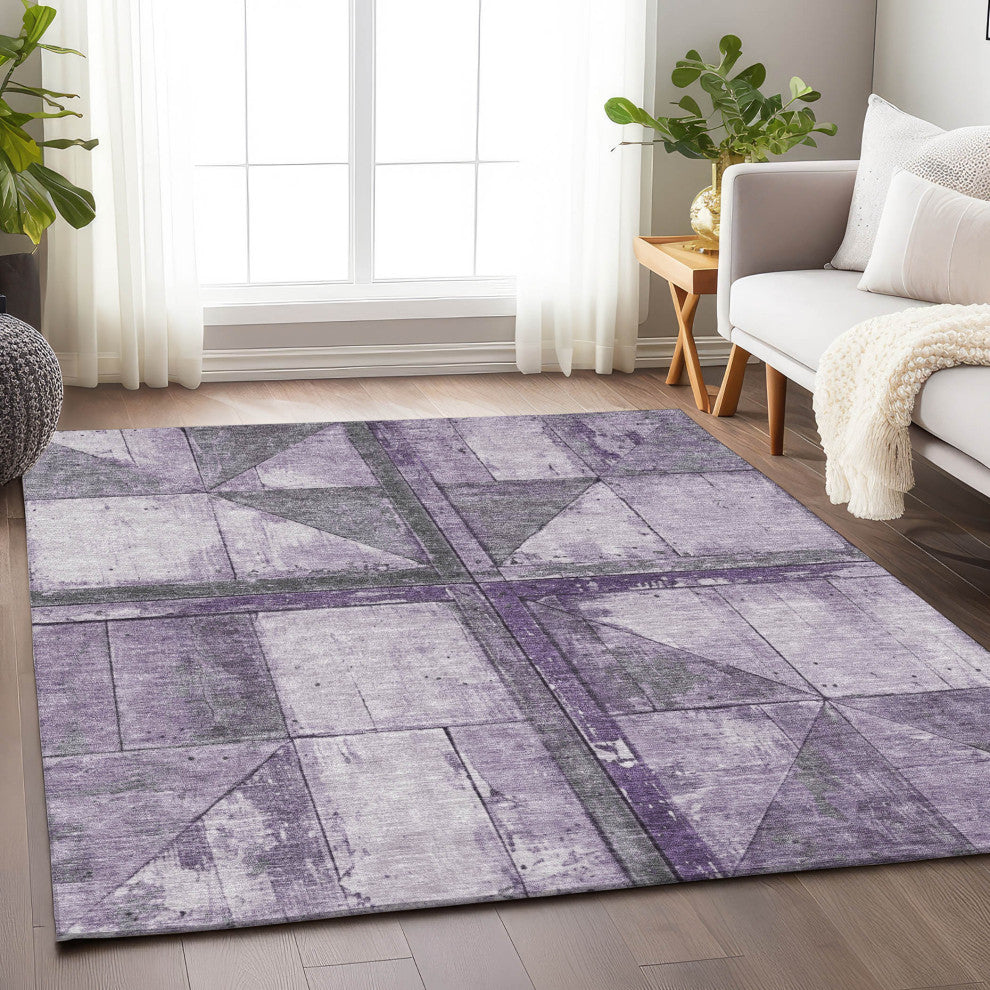 Machine Washable Indoor/Outdoor Chantille ACN1876 Purple 9' x 12' Rug