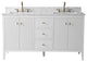 Vanity Art Freestanding Vanity, White, 60", Double Sink, Golden Brushed