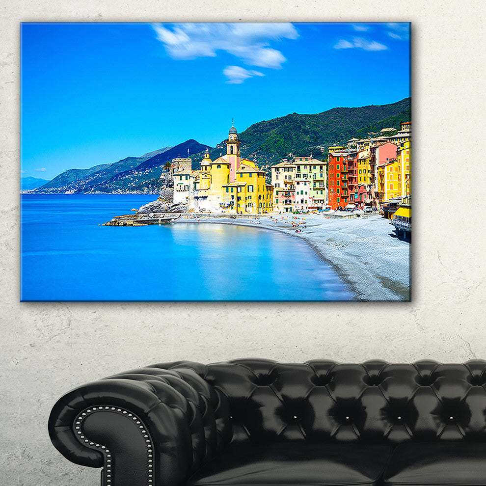 "Camogli Church on Sea and Beach View" Seashore Wall Art, 40"x30"
