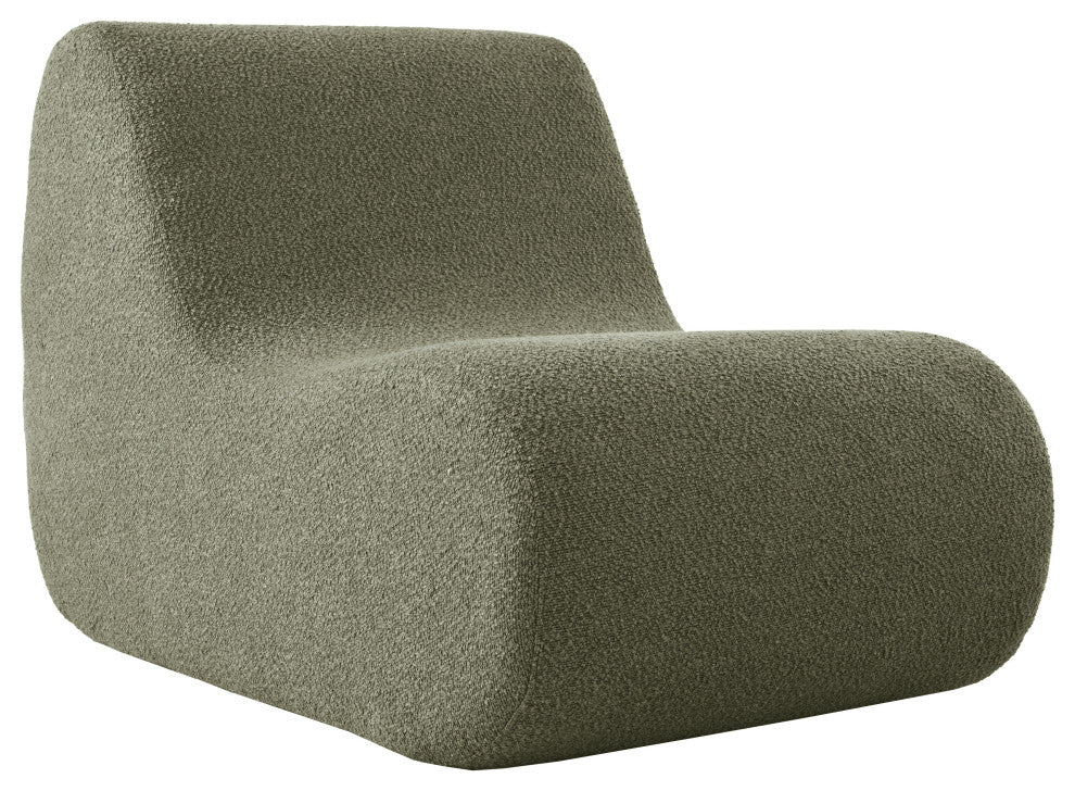 GDF Studio Minimalist Curved Design Accent Chair With Ottoman Set, Green