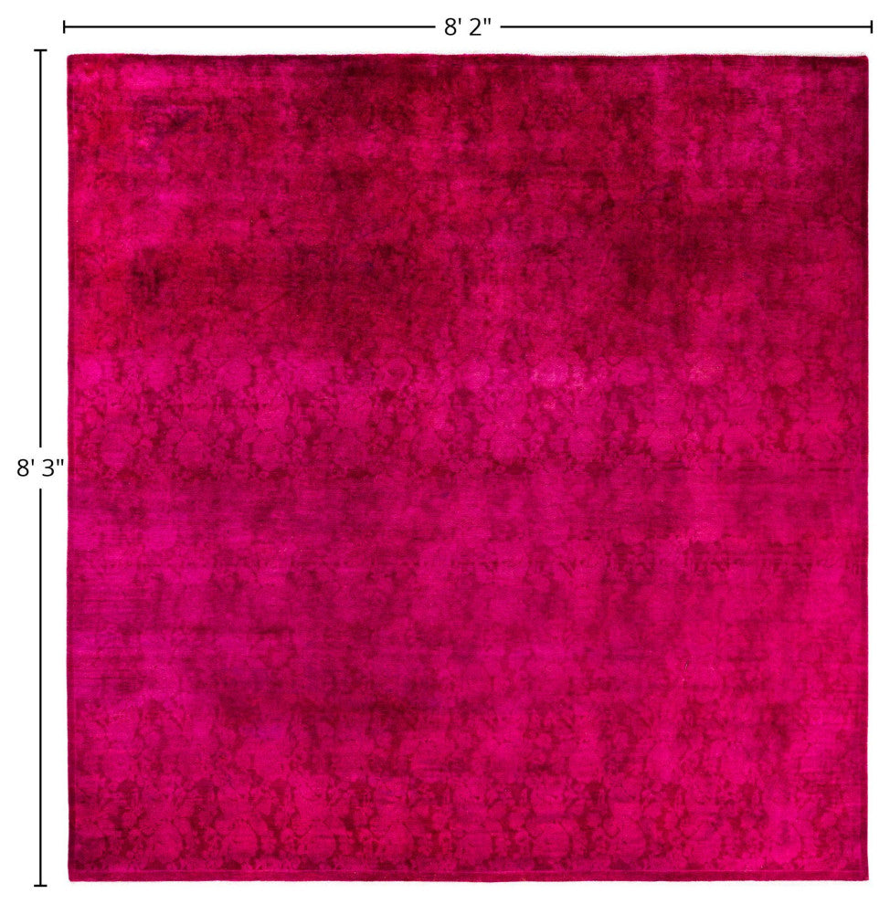 Overdyed One-of-a-Kind Hand-Knotted Area Rug Pink, 8' 2" x 8' 3"