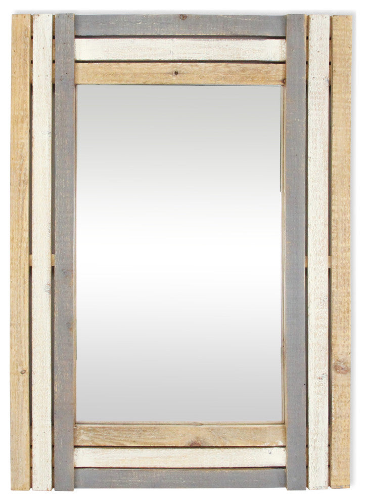Hand-Painted Wooden Stripes Mirror