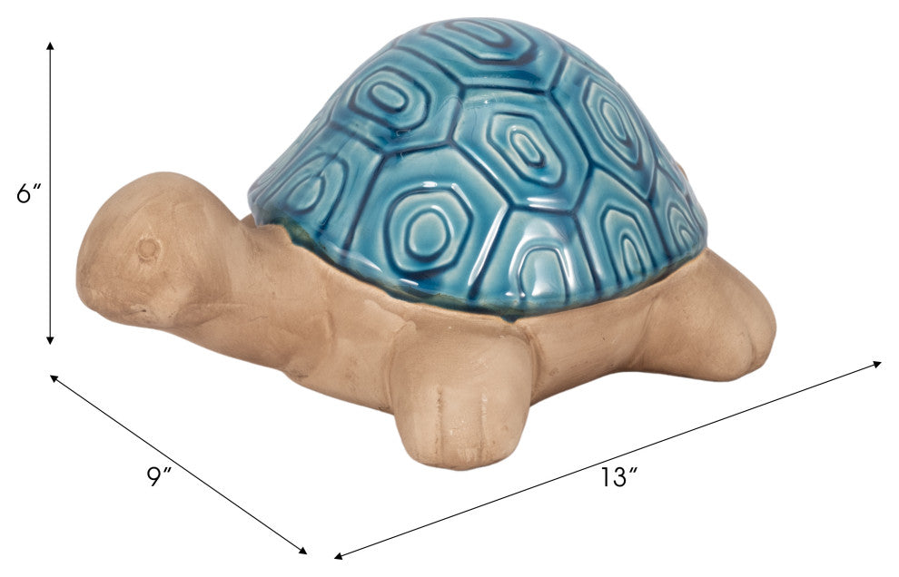 Ceramic 13" Tortoise Deco, Turquoise