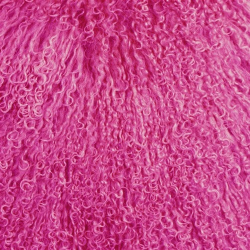 Genuine Mongolian Sheepskin Throw Pillow with Insert (16+ Colors), Pink