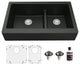 Karran Retrofit Farmhouse Quartz 34" Double Offset Bowl Sink Kit, Black