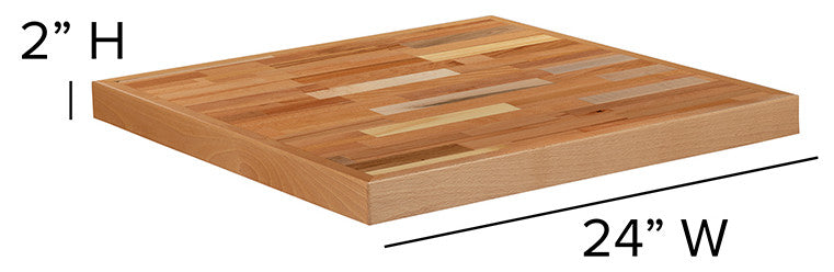 Square Butcher Block Style Table Top, 24"