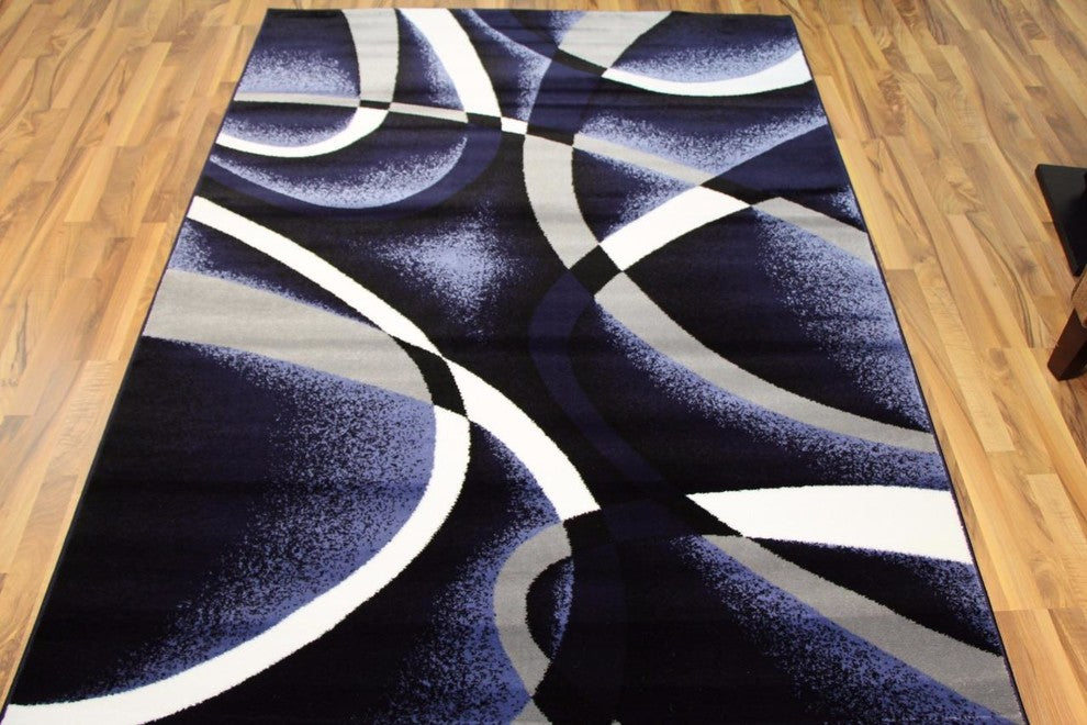 Luxe Weavers Abstract Modern Area Rug, Navy, 2'x3'4"