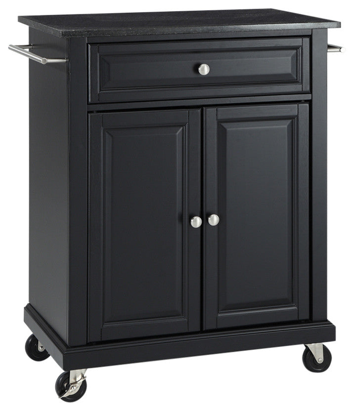Crosley Furniture Solid Granite/Wood Portable Kitchen Cart in Black