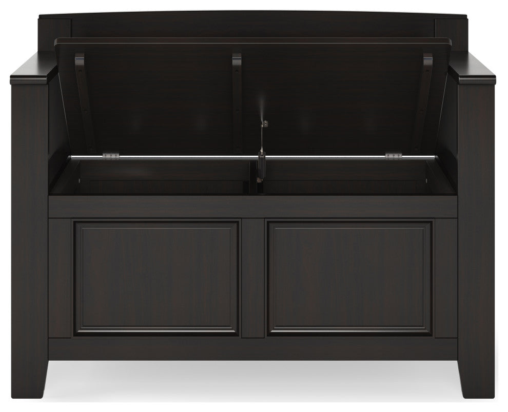 Amherst Solid Wood Small Entryway Storage Bench, Hickory Brown