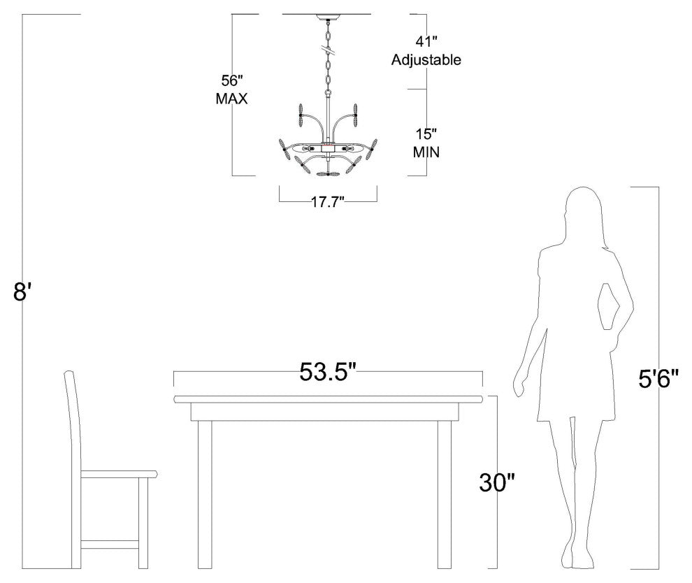 Almira 6 Lights Antique Black Daisy Flower Crystal Chandelier