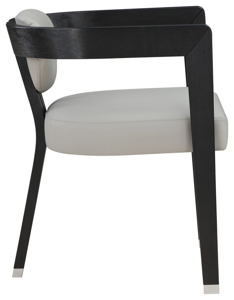 Carlyle Faux Leather Upholstered Dining Chair, Grey, Black Finish