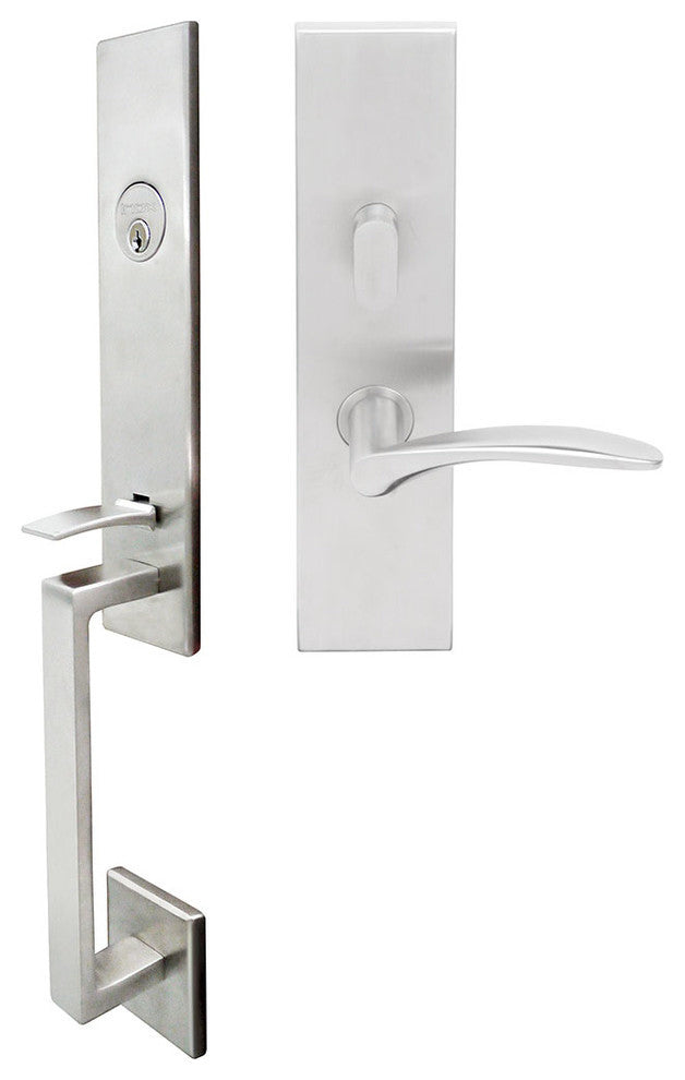 Crest Lever, Mortise Entry Handleset, Right Hand Reverse, Satin Stainless Steel