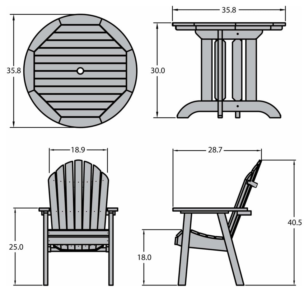 Hamilton 3-Piece Round Dining Set, Black