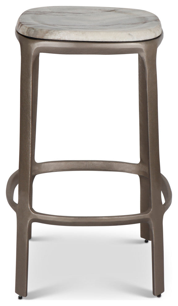 Marbelle Alfie Marble Counter Stool Toronto Sand/Antique Nickel Finish