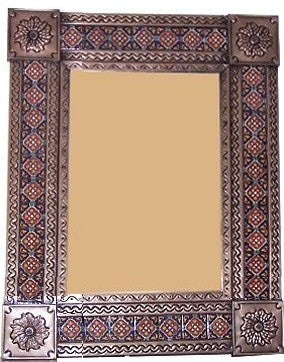 Medium Brown Grenada Tile Talavera Tin Mirror