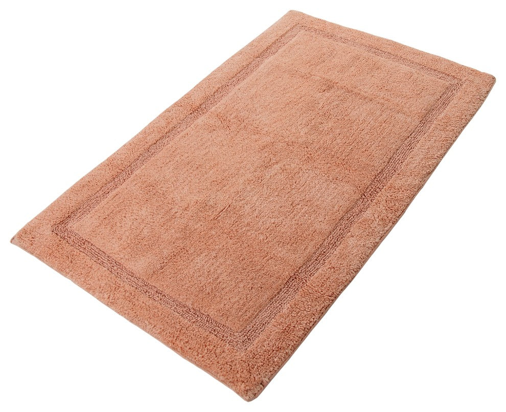 Bath Rug Cotton Solid Color Regency Pattern, Coral, 50"x30"