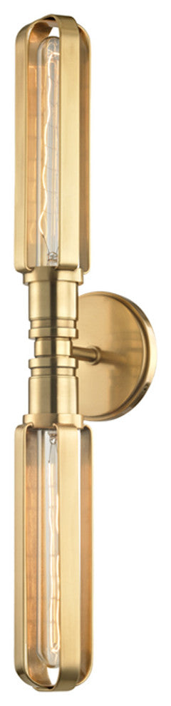 Red Hook 2-Light Wall Sconce, Aged Brass