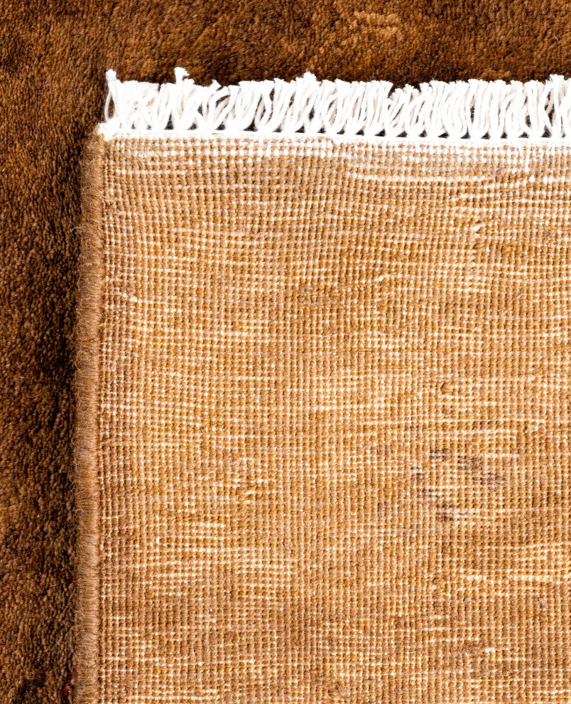 Overdyed One-of-a-Kind Hand-Knotted Area Rug Brown, 3' 1" x 15' 5"