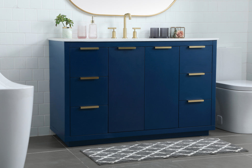 Bethany Single Bathroom Vanity, Blue, 54"