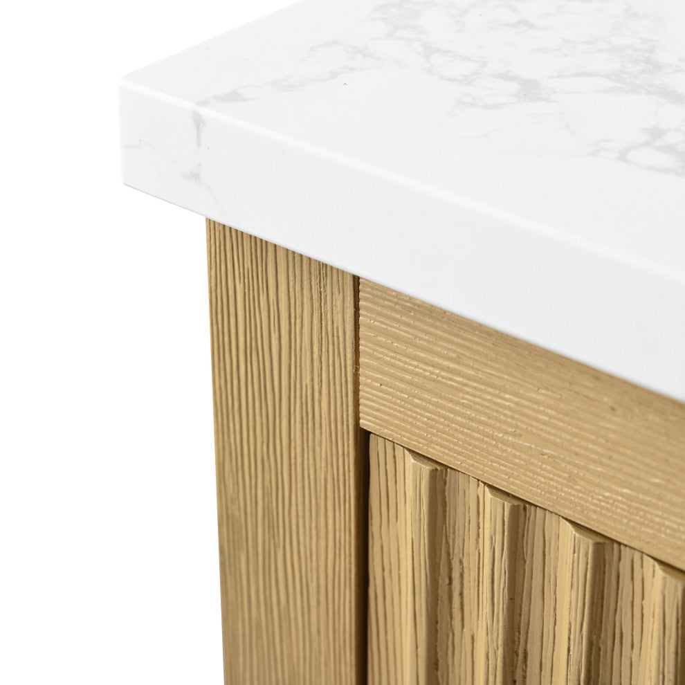 Vanity Art Freestanding Vanity, Natural Oak, 72", Double Sink, Golden Brushed