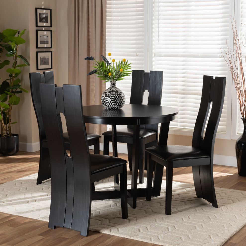 Cameo Contemporary Dark Brown 5-Piece Dining Set, U-Leg Table