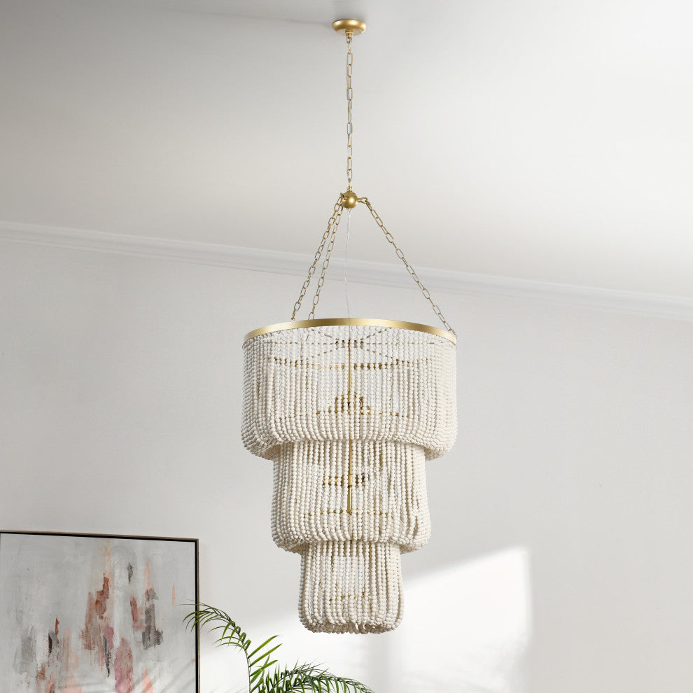 Amanda White Beaded Chandelier