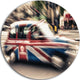 Uk Cab In London, Cityscape Photography Round Wall Art, 36"