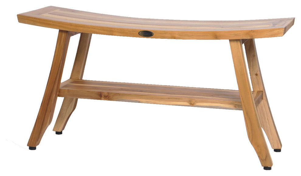 Ecodecors Satori Eastern Style Earthyteak Shower Bench, 34", With Shelf