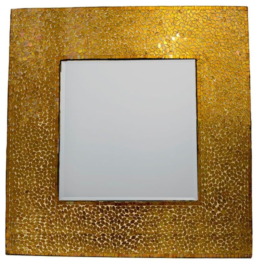 Enchanting Square Mosaic Patented Mirror, Gold